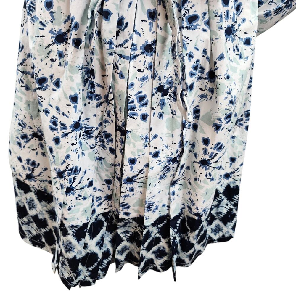 NWT Kaktus Women XXL Blue White Shibori Tie Dye Dress Button Up Pockets Tie Belt - Picture 6 of 13